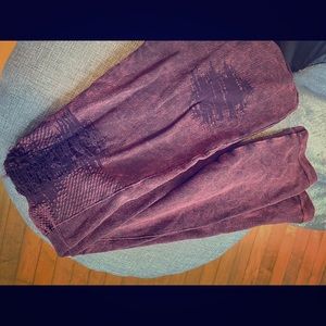 Distressed “denim” leggings